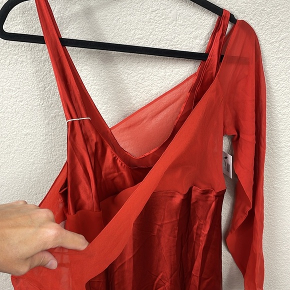 NWT Beare Park Layered Silk Satin And Georgette Maxi Dress Orange Sz AU 14 US 10 - Picture 7 of 13